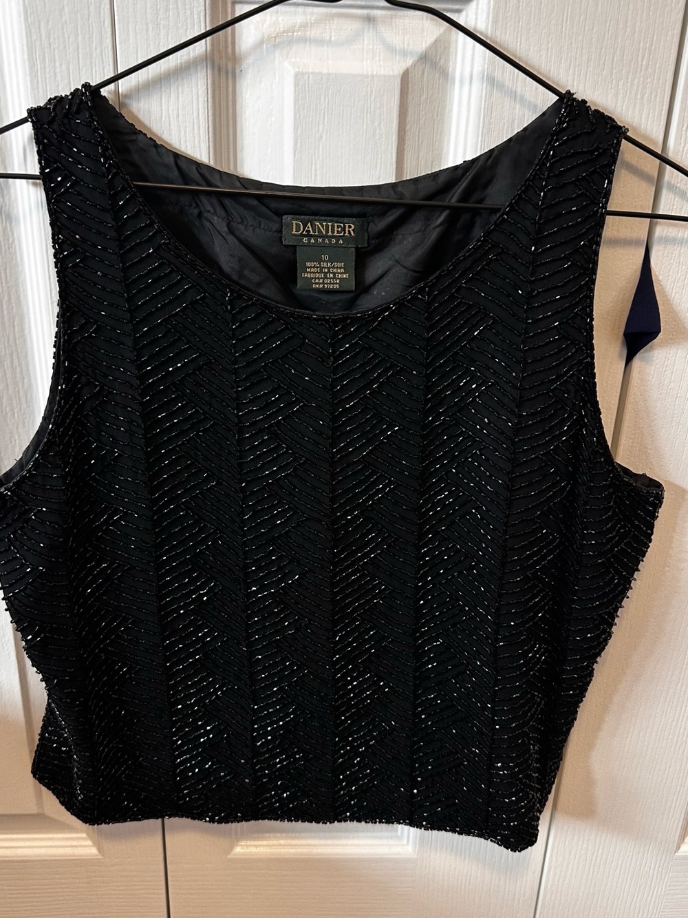 Danier silk Black Beaded Chevron Crop Top
100% silk